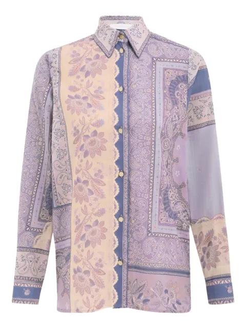mix-print button-up shirt by ZIMMERMANN