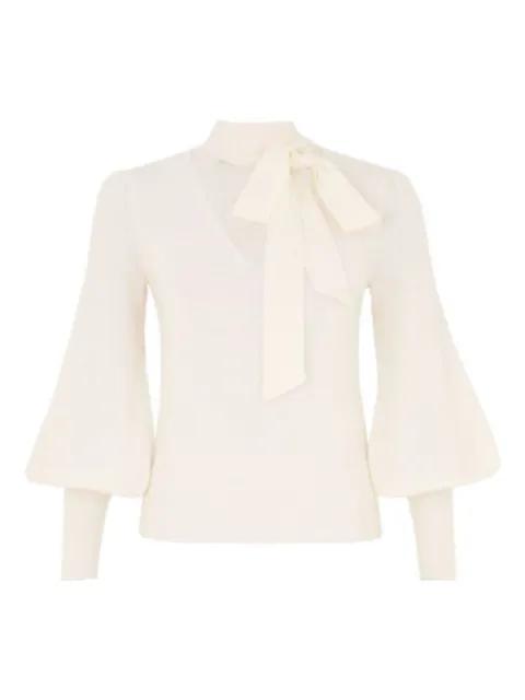 neck-tie balloon-sleeve jumper by ZIMMERMANN