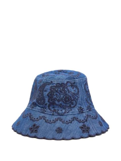 paisley-embroidered scallop-edge bucket hat by ZIMMERMANN