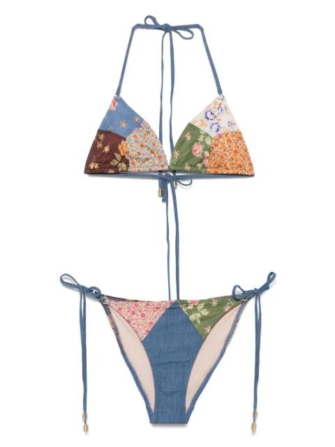 patchwork-print bikini set by ZIMMERMANN