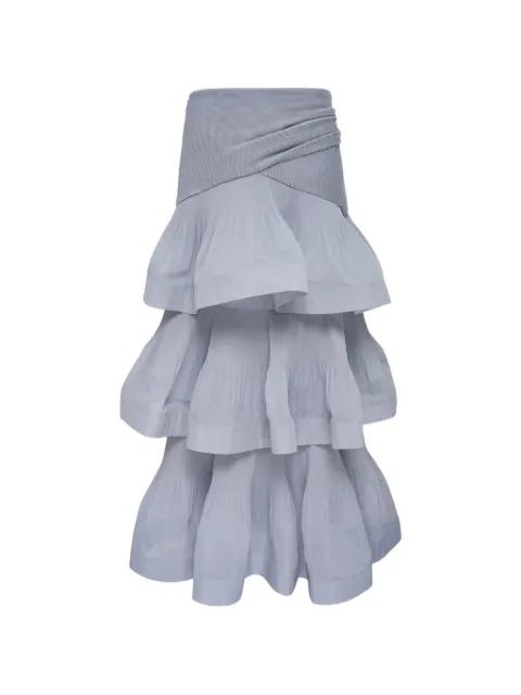pleated tiered midi skirt by ZIMMERMANN