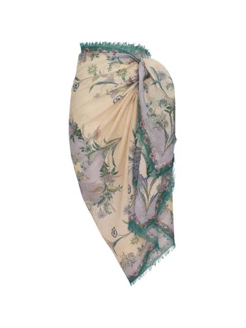 printed fringed sarong by ZIMMERMANN