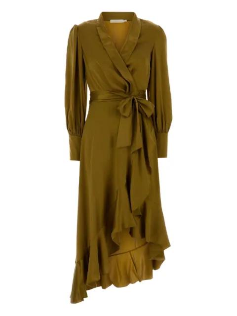 ruffled satin midi dress by ZIMMERMANN