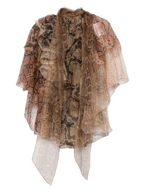 ruffled snakeskin-print blouse by ZIMMERMANN