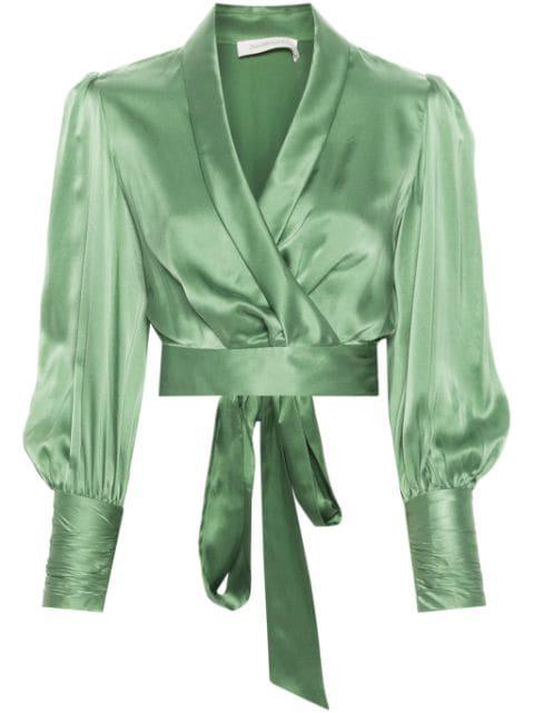 silk cropped wrap top by ZIMMERMANN