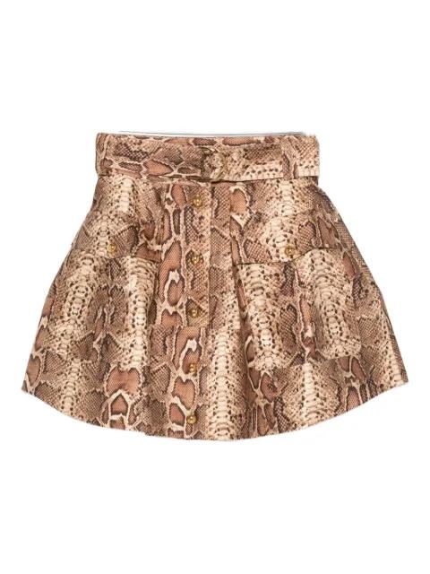snakeskin-effect belted skirt by ZIMMERMANN