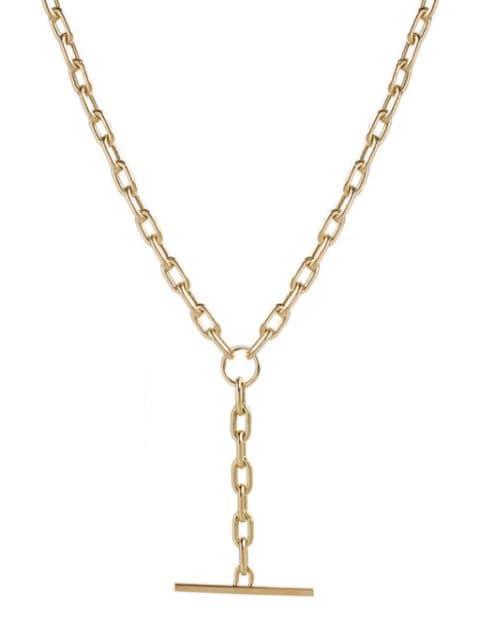 14K GOLD MEDIUM SQUARE OVAL LINK FAUX TOGGLE LARIAT NECKLACE by ZOE CHICCO