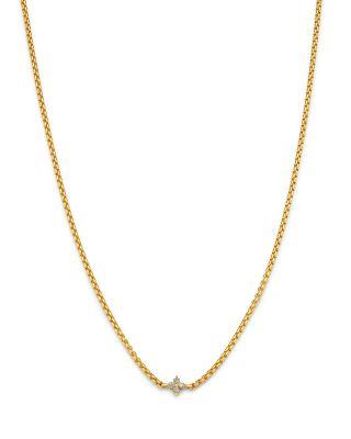 14K Yellow Gold Diamond Pendant Box Chain Necklace by ZOE CHICCO