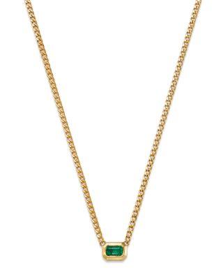 14K Yellow Gold Emerald Gemstones Bezel Pendant Necklace by ZOE CHICCO