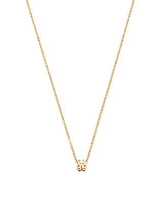 14K Yellow Gold Itty Bitty Symbols Ladybug Pendant Necklace by ZOE CHICCO