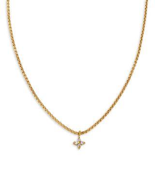 14K Yellow Gold Prong Diamonds Flower Cluster Pendant Necklace by ZOE CHICCO