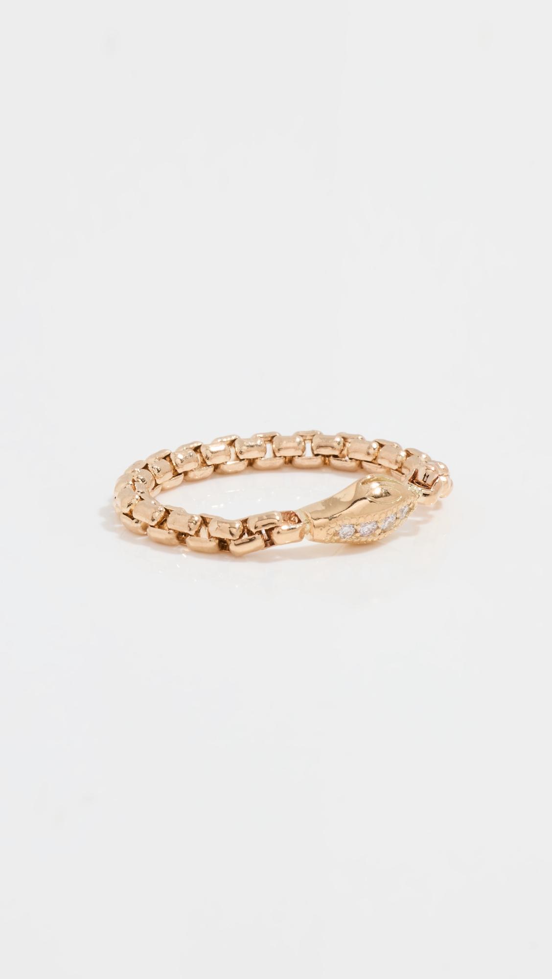 14k Gold Snake Medium Box Chain Soft Ring by ZOE CHICCO