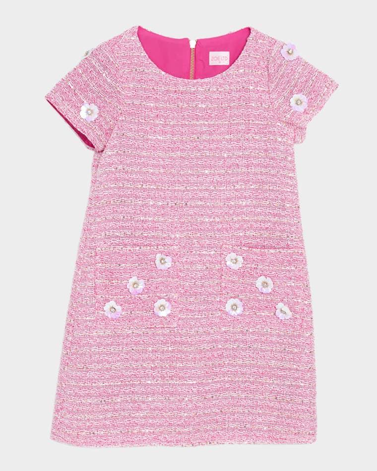Girl's Honey Floral Sequin Tweed Mini Dress, Size 7-16 by ZOE Girl's Honey Floral Sequin Tweed Mini Dress, Size 7-16 by ZOE
