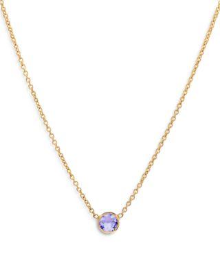 14K Yellow Gold Alexandrite Birthstone Solitaire Pendant Necklace by ZOE LEV