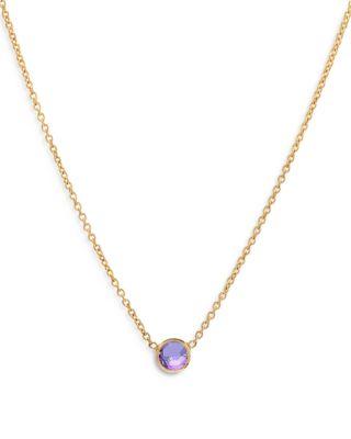 14K Yellow Gold Amethyst Birthstone Solitaire Pendant Necklace by ZOE LEV