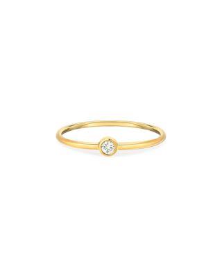 14K Yellow Gold Diamond Bezel Wire Stack Ring by ZOE LEV