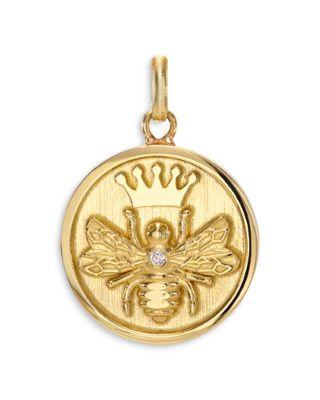 14K Yellow Gold Diamond Queen Bee Medallion Pendant by ZOE LEV