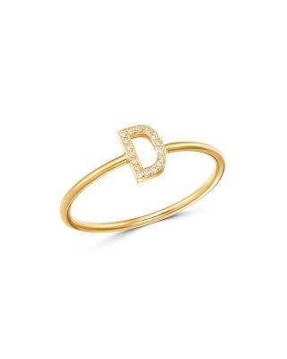 14K Yellow Gold Initial Diamond Ring by ZOE LEV