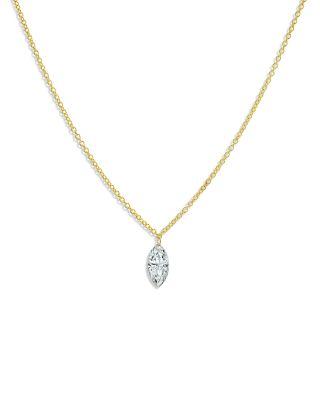 14K Yellow Gold Lab Grown Diamond Marquis Solitaire Pendant Necklace by ZOE LEV