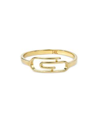 14K Yellow Gold Paperclip Ring by ZOE LEV