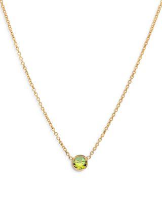 14K Yellow Gold Peridot Birthstone Solitaire Pendant Necklace by ZOE LEV