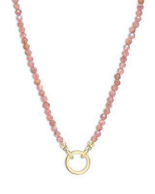 14K Yellow Gold Pink Rhodochrosite Charm Enhancer Pendant Necklace by ZOE LEV