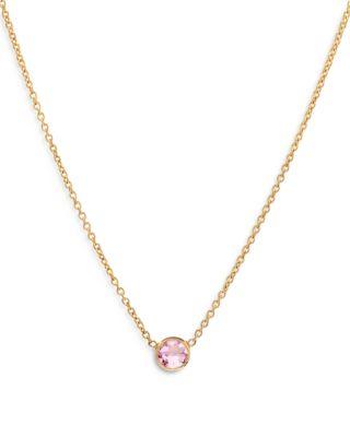 14K Yellow Gold Rose Zircon Birthstone Solitaire Pendant Necklace by ZOE LEV