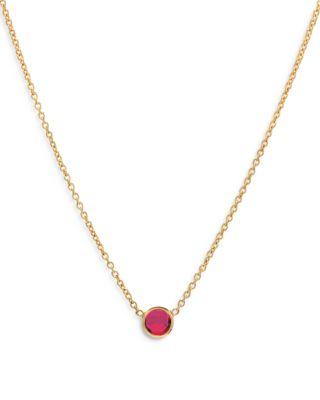 14K Yellow Gold Ruby Birthstone Solitaire Pendant Necklace by ZOE LEV