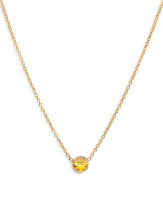 14K Yellow Gold Topaz Birthstone Solitaire Pendant Necklace by ZOE LEV