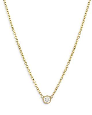 14K Yellow Small Bezel Diamond Necklace by ZOE LEV