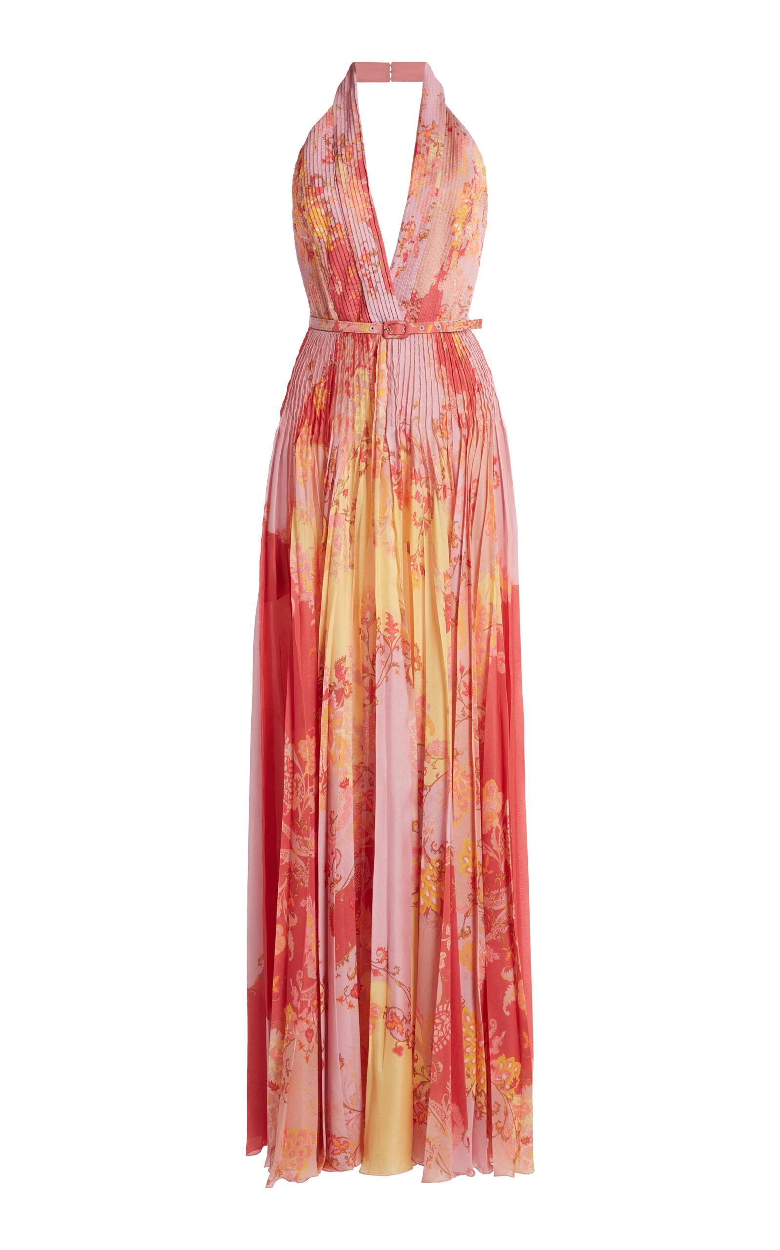 Zuhair Murad Belted Floral Plisse Maxi Dress - Moda Operandi by ZUHAIR MURAD