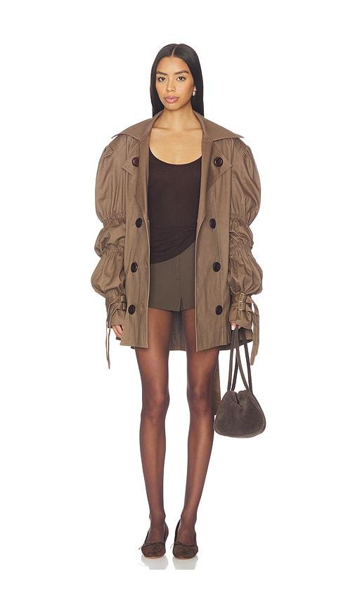 Zuleyha Kuru Volkiva Trench Coat in Taupe by ZULEYHA KURU