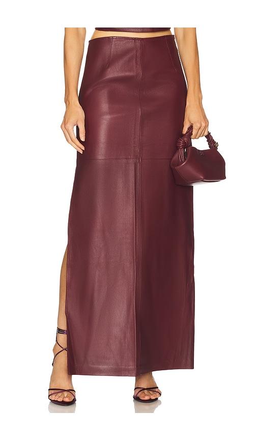ZUT Laurel Leather Maxi Skirt in Burgundy by ZUT