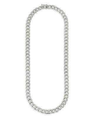 18K White Gold Classic Chic Diamond Link Necklace 16" by ZYDO