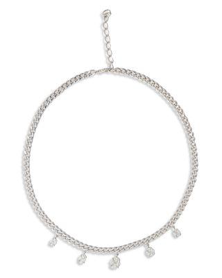 18K White Gold Mosaic Diamond Cluster Charm Collar Necklace by ZYDO