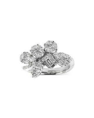 18K White Gold Mosaic Diamond Cluster Ring by ZYDO