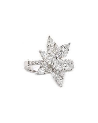 18K White Gold Mosaic Diamond Flower Cocktail Ring by ZYDO