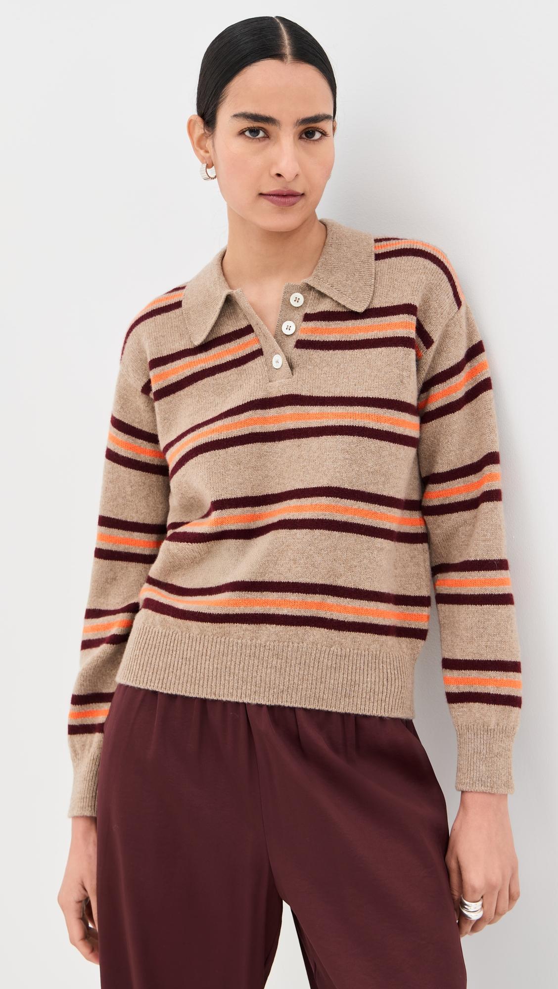 Edith Stripe Polo Sweater by &DAUGHTER